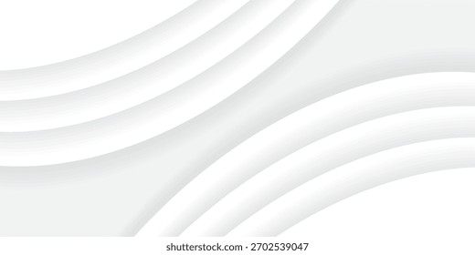 Abstrakter weißer und grauer Hintergrund mit modernem gestreiftem Design und geometrischen runden Formen. Vektorgrafik, perfekt für Banner, Poster und digitale Designs.