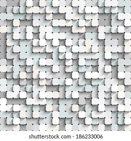 Fondo gris y blanco abstracto con mosaico. Patrón digital de cuadrados impecable. Ilustración vectorial.