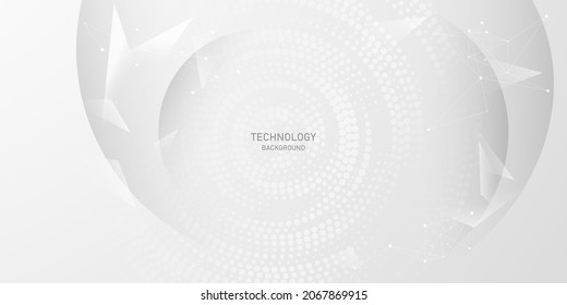 Abstract white and gray background poster with dynamic technology network vector illustration.