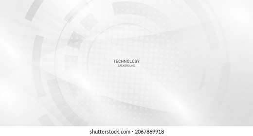 Abstract white and gray background poster with dynamic technology network vector illustration.