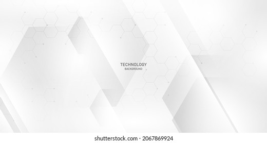 Abstract white and gray background poster with dynamic technology network vector illustration.