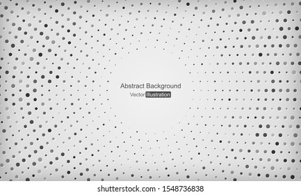 Abstract white and gray background with radial silver halftone dots decoration. Vector illustration.