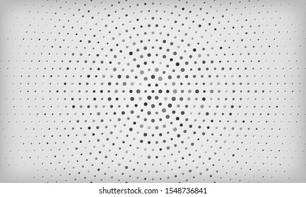 Abstract white and gray background with radial silver halftone dots decoration. Vector illustration.