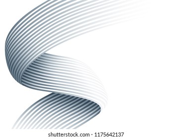 Abstract White Gray Background with Shape Spiral Ribbon, Wave , Swirl , Vector Illustration
