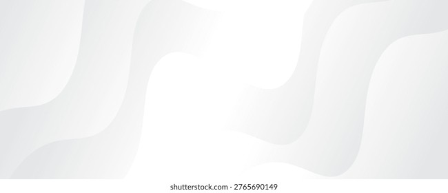 Abstract White and Gray Background with Soft Wavy Curves for Professional Corporate Business, Minimalist Web Header, Medical Healthcare Concept, and Modern Elegant Presentation Backdrop.