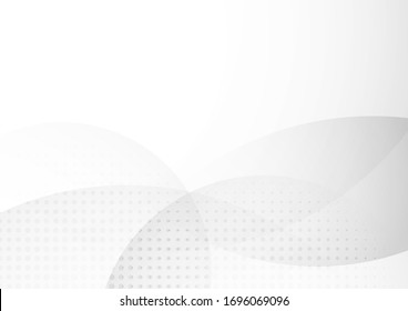 Abstract white and gray circle overlapping with halftone background. Vector illustration