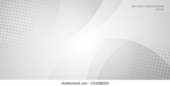 Abstract white and gray circles background with halftone. Vector illustration