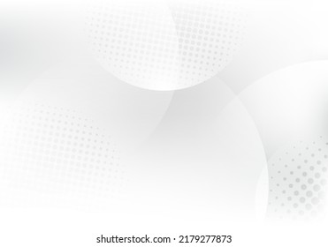 Abstract white and gray circles background with halftone radial elements. Vector illustration