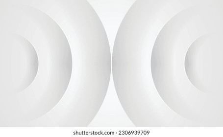 Abstract White Gray Circles Background with Luxury Style. Futuristic Circular Wallpaper. Vector Illustration