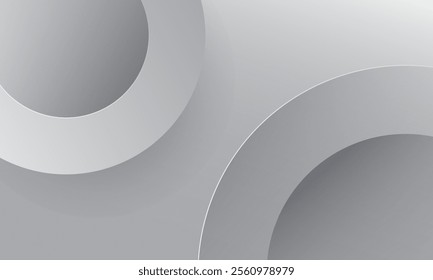 Abstract white and gray circular shape background. Vector illustration