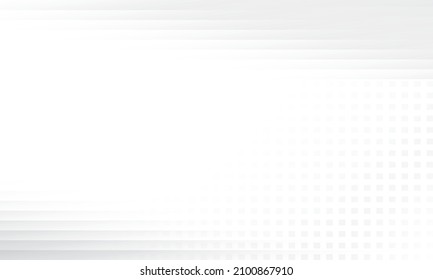 Abstrakter weißer und grauer Hintergrund mit geometrischem Rechteck, Halbtoneffekt. Vektorgrafik.