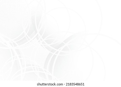 Abstract white and gray color background with geometric round shape and halftone effect. Vector illustration.