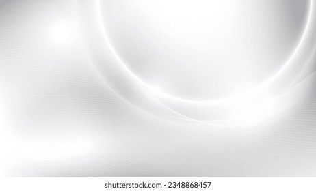 Abstract white and gray color background with geometric round shape, modern stripes. Vector illustration.