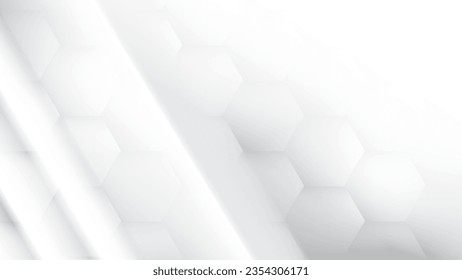 Abstract white and gray color background with geometric hexagonal shape. Vector illustration.