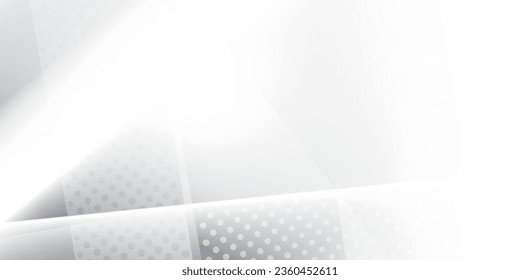 Abstract white and gray color background with geometric shape and halftone effect. Vector illustration.