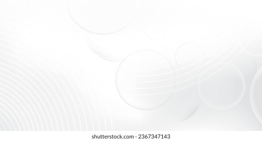 Abstract white and gray color background with geometric round shape. Vector illustration.	