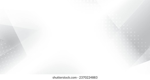 Abstract white and gray color background with geometric triangle shape and halftone effect. Vector illustration.