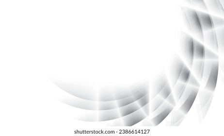 Abstract white and gray color background with geometric round shape and shadow lines. Vector illustration.