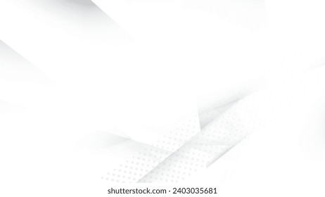 Abstract white and gray color background with geometric shape and halftone effect. Vector illustration.