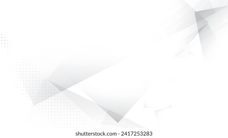 Abstract white and gray color background with geometric shape and halftone effect. Vector illustration.