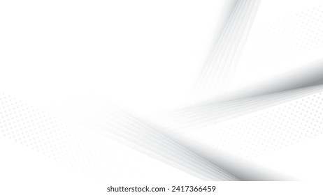 Abstract white and gray color background with geometric shape and halftone effect. Vector illustration.