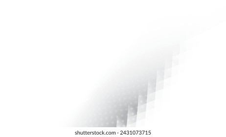 Abstract white and gray color background with geometric shape and halftone effect, dot pattern. Vector illustration.
