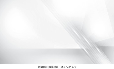 Abstract white and gray color background, straight light beam. Vector illustration.