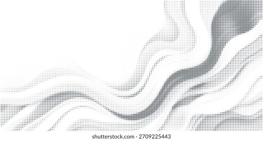 Abstrakter weißer und grauer Hintergrund mit geometrischer Rundung und Halbtoneffekt. Vektorgrafik.