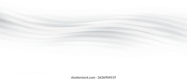 Abstract white and gray color with curve lines and dot pattern, halftone effect. Vector illustration.