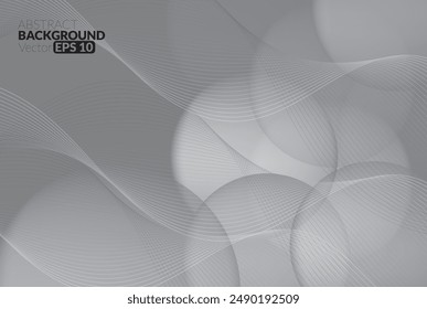 Abstract white and gray color,  flowing line digital technology, smooth particle wave, big data techno design concept background wallpaper, vector eps
