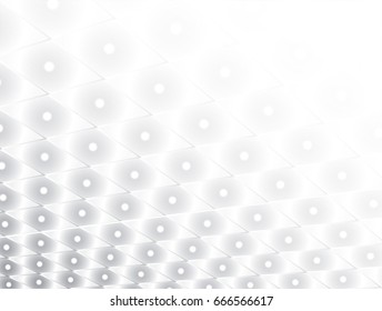 abstract white and gray color geometric texture, graphic background and vector Illustration, soft gray color gradient cycle shapes in square with cross lines perspective