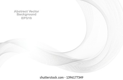 Abstract white and gray color line smooth waves on White Background for your ideas, template background texture,vector   illustration