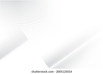Abstrakte weiße und graue Farbe, moderner Designhintergrund mit geometrischer Form, Halbtoneffekt. Vektorgrafik.