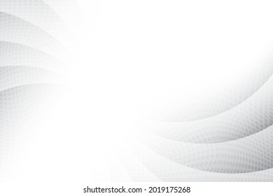 Abstract white and gray color, modern design background with geometric round shape and halftone effect. Vector illustration.