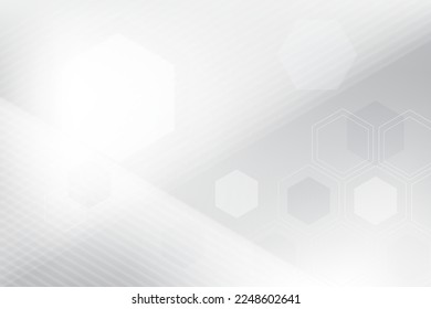 Abstract  white and gray color, modern design background with geometric hexagonal shape. Vector illustration.