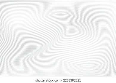 Abstract  white and gray color, modern design stripes background with geometric round shape, wave pattern. Vector illustration.