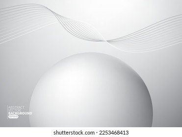Abstract white and gray color modern flowing line digital technology, smooth particle wave,  concept background wallpaper, Landing page website template, business presentation banner. Vector EPS