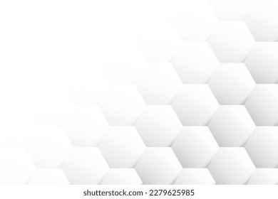 Abstract  white and gray color, modern design background with geometric hexagonal shape, technology template. Vector illustration.