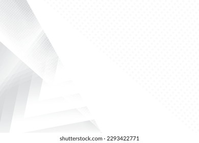 Abstract  white and gray color, modern design background with geometric shape and dot pattern. Vector illustration.