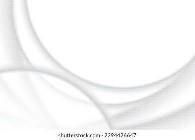 Abstract  white and gray color, modern design stripes background with geometric round shape, halftone effect, dot pattern. Vector illustration.