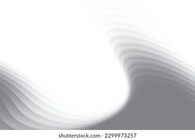Abstract  white and gray color, modern design stripes background with geometric round shape, wavy pattern. Vector illustration.
