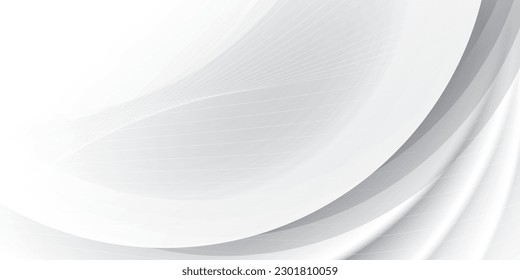 Abstract  white and gray color, modern design stripes background with geometric round shape. Vector illustration.