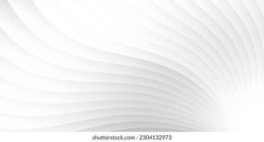 Abstract  white and gray color, modern design stripes background with geometric round shape, wavy pattern. Vector illustration.