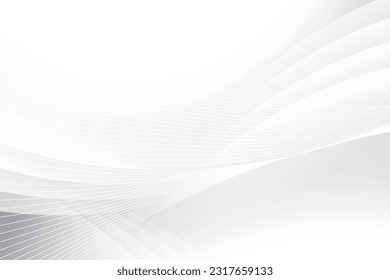 Abstract  white and gray color, modern design stripes background with geometric round shape, wavy line pattern. Vector illustration.