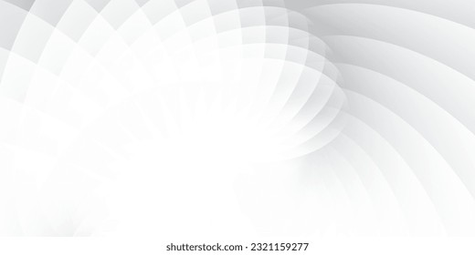 Abstract white and gray color, modern design stripes background with geometric round shape. Vector illustration.