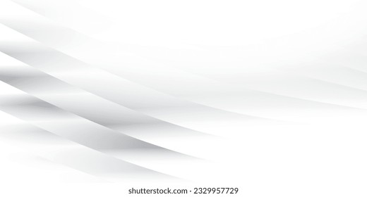 Abstract  white and gray color, modern design stripes background with geometric round shape, wavy line pattern. Vector illustration.