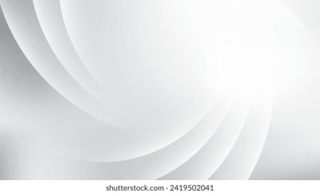 Abstract  white and gray color, modern design stripes background with round shape. Vector illustration.