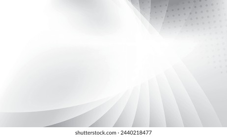 Abstract  white and gray color, modern design stripes background with geometric round shape. Vector illustration.