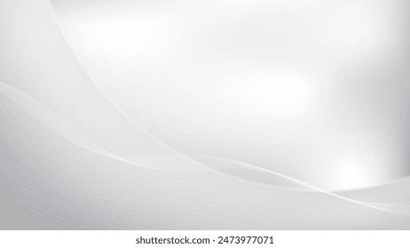 Abstract  white and gray color, modern design stripes background with curve lines, wavy pattern. Vector illustration.