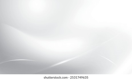 Abstract  white and gray color, modern design stripes background with curve lines, wavy pattern. Vector illustration.